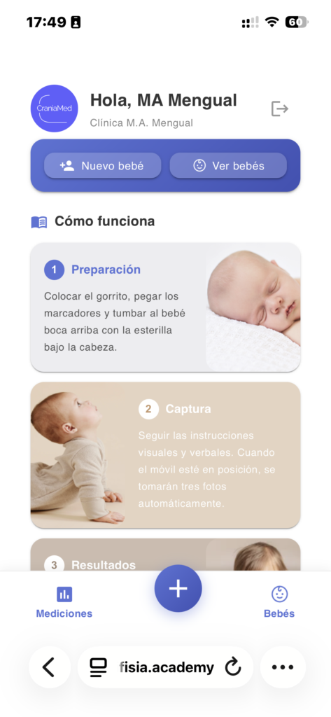 Captura de la pantalla de inicio de CraniaMed